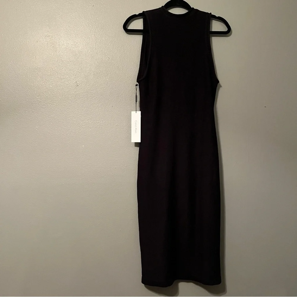 NWT Calvin Klein Sz Med Black Cut-Out Mid-Calf Sweater Dress!